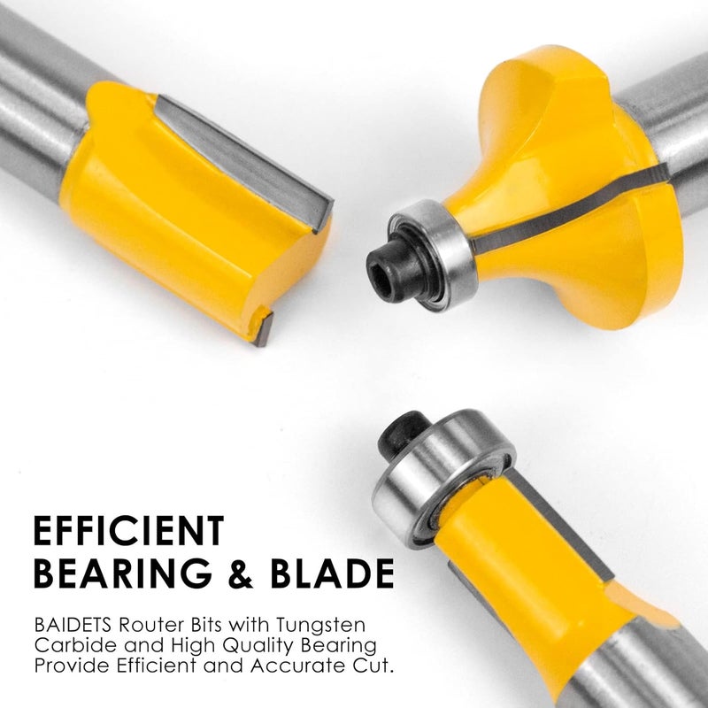 BAIDETS Router Bits Set 1/2 Shank - 35 PCS Router Bit Made of 45# Carbon Steel C3 Alloy Blade for Professional and Beginners Carpenter Woodworking Projects, Model: BRT1235R - Image 4